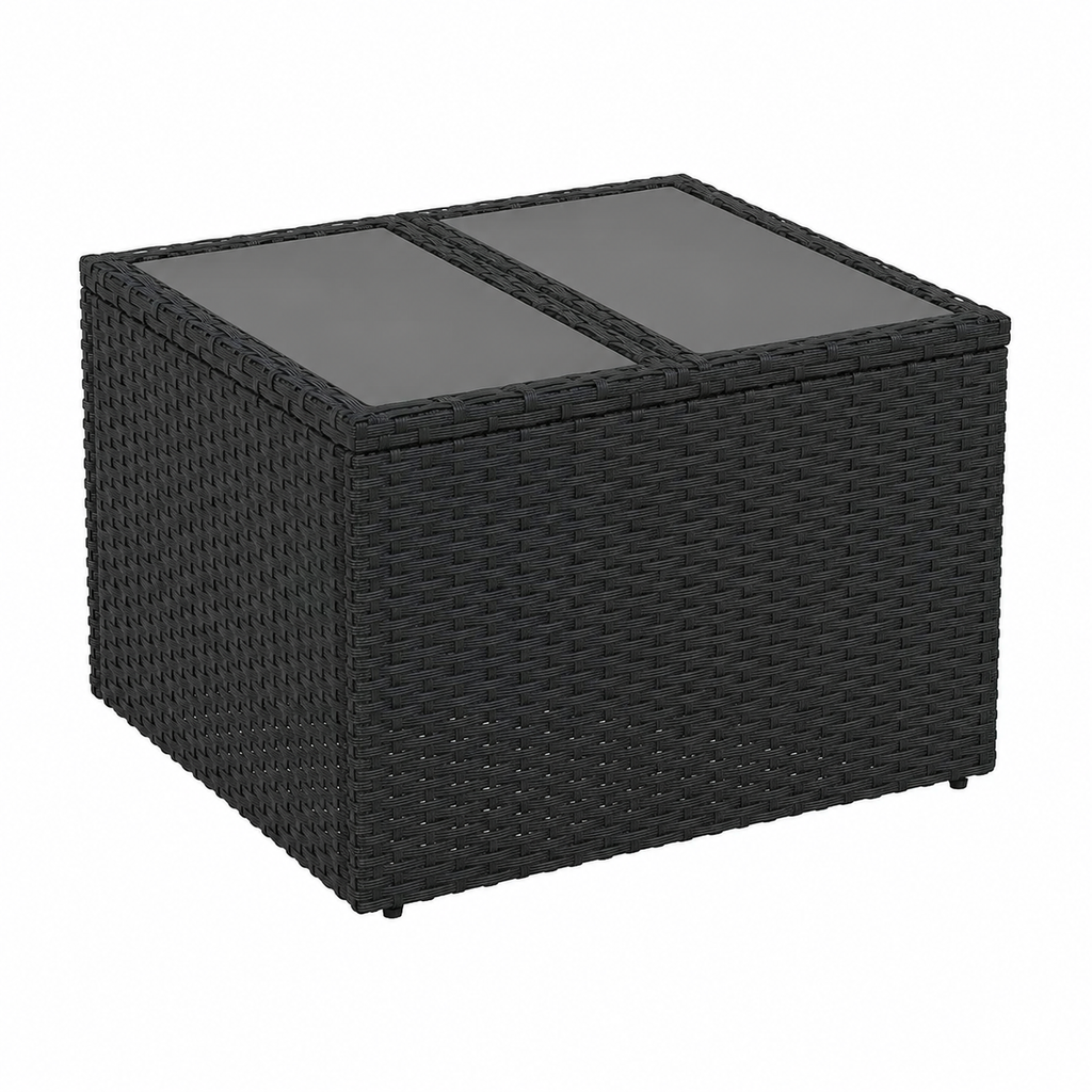 Ensemble de mobilier extérieur 11 pièces avec coussins noirs en résine
