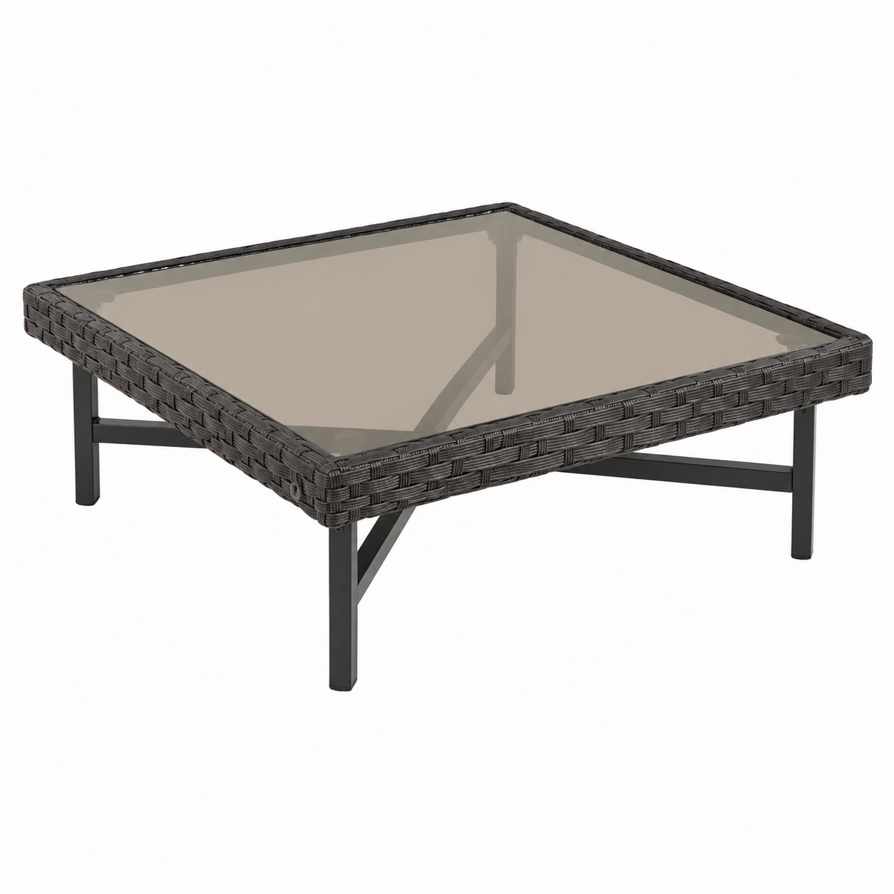Ensemble de salle à manger extérieur 9 pièces en résine tressée avec coussins noirs
