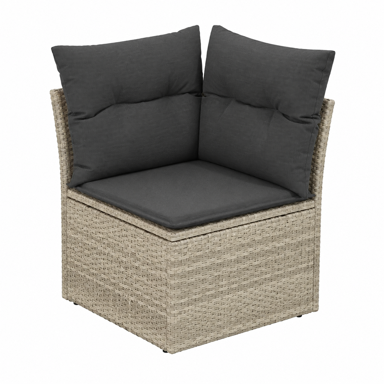Ensemble de mobilier de jardin avec coussins, 7 pièces, résine tressée gris clair