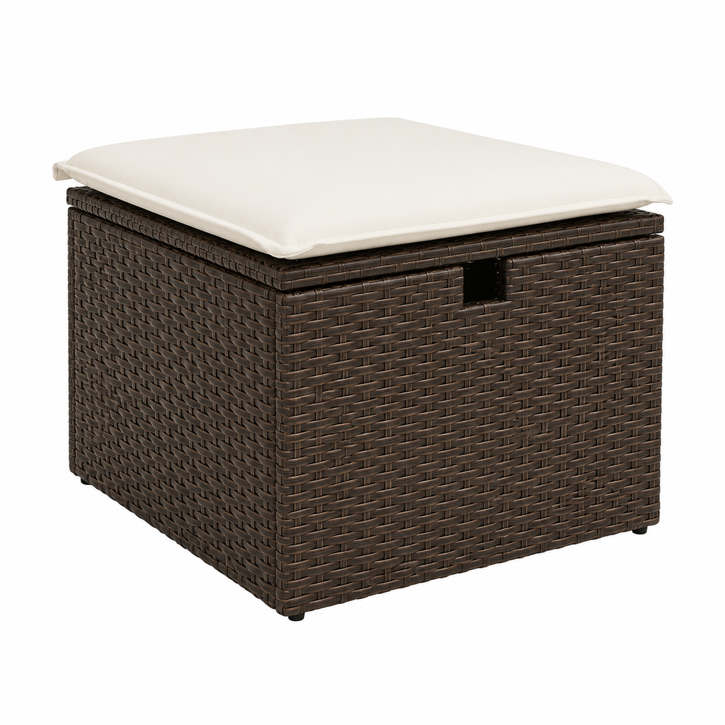 Ensemble de mobilier de jardin 4 pièces avec coussins bruns en résine tressée